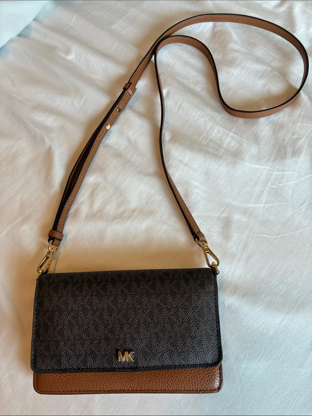 Michael Kors Two-Tone Brown and Black Logo Crossbody Bag